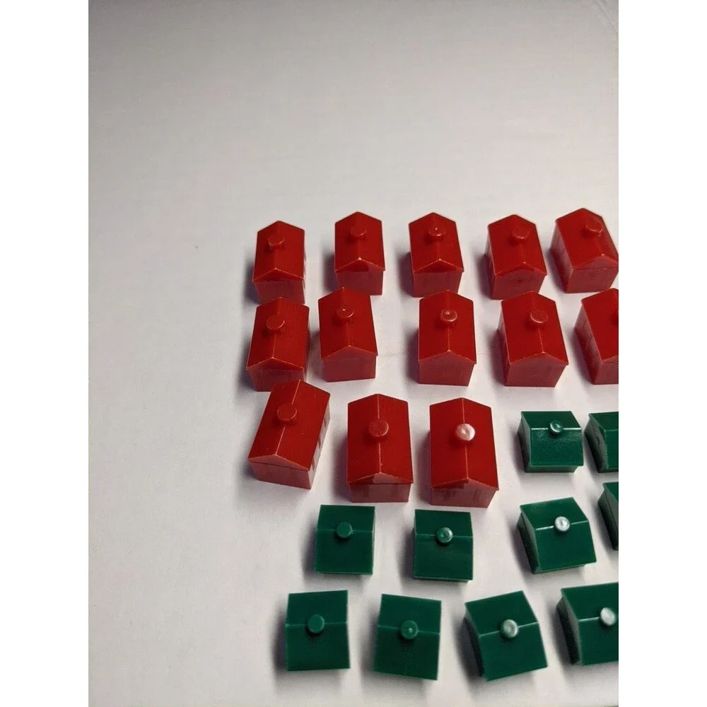 Lot Of (46) Red And Green Monopoly House And Hotel Pieces